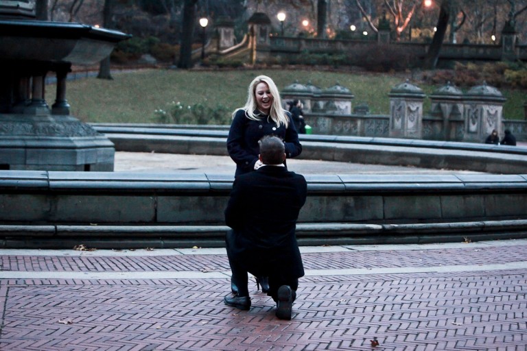 Photo Chris and Megan’s Bethesda Fountain Paparazzi Proposal, NYC.