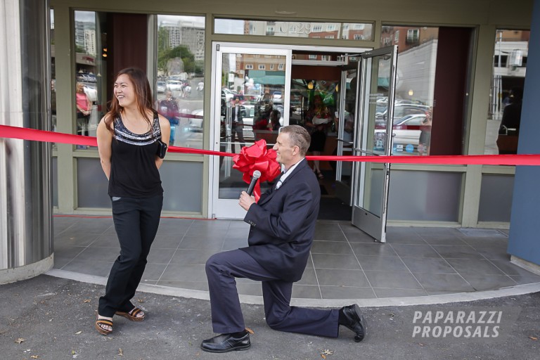 Photo Joe and Stacia’s Robbins Brothers grand opening proposal, Bellevue, Seattle