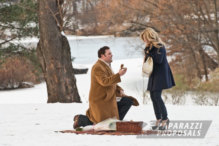 Photo Mathew and Malena’s beautiful winter bow bridge proposal