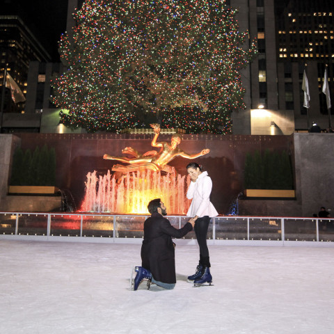 NYC Proposal Photography | Rockefeller Center Ice Rink