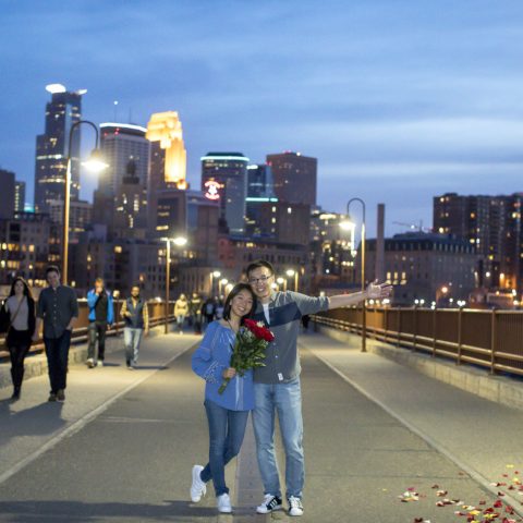 Minneapolis Proposal Photography| Wenbo's Stone Arch Proposal