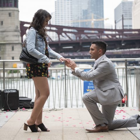 Chicago Proposal Photography: Arif's Riverwalk Proposal