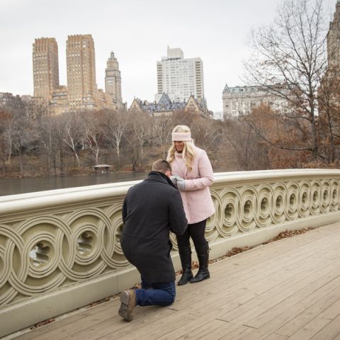 Bow Bridge Winter Engagement Proposal: Nik and Brooke