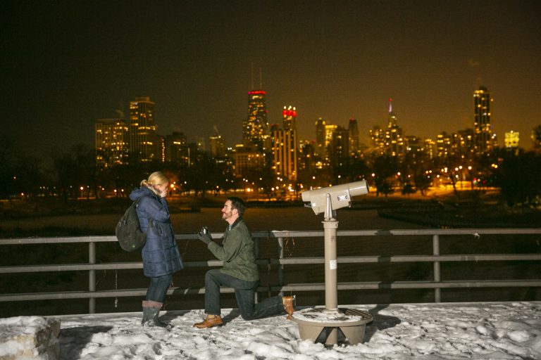 Photo Chicago Lincoln Park Engagement Proposal Photography: Neil and Kelly