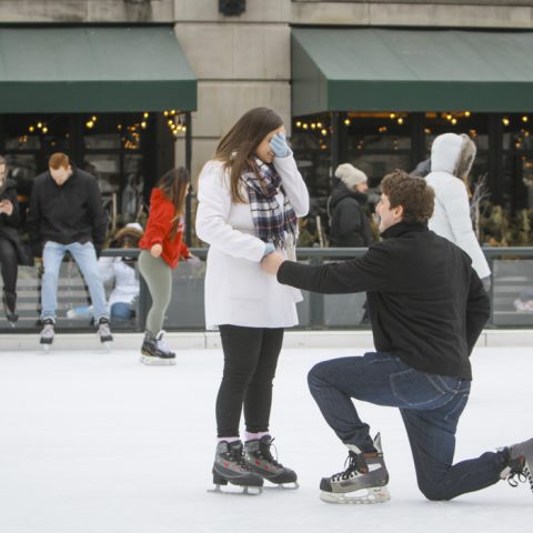 Chicago Proposal Photography: Nick's Ice Rink Proposal