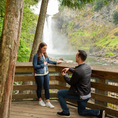 Seattle Engagement Proposal Photography: Aaron's Snolquamie Falls Proposal