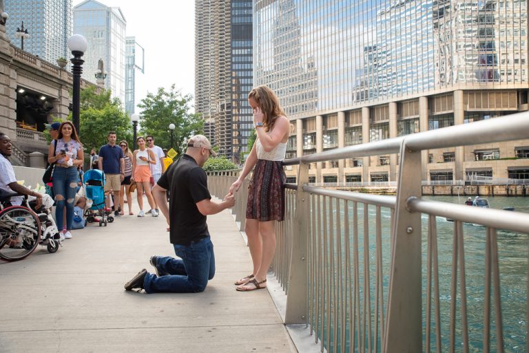 Photo Lance Romantic Chicago Riverwalk Proposal