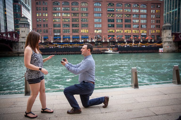 Photo Joshuas beautiful riverwalk proposal, Chicago.